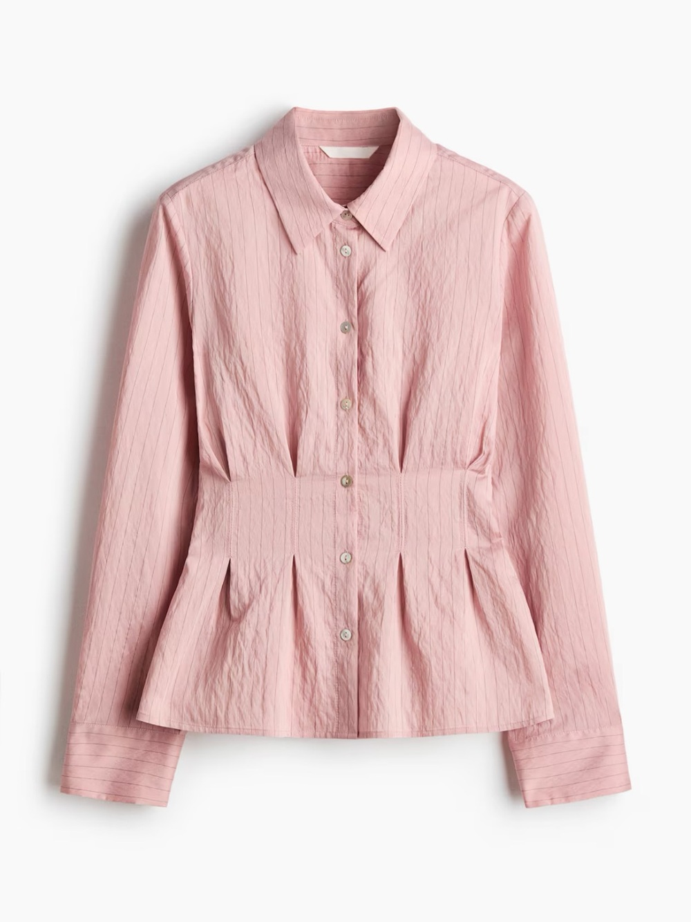 H&M Women’s Pink Button-Front Peplum Shirt